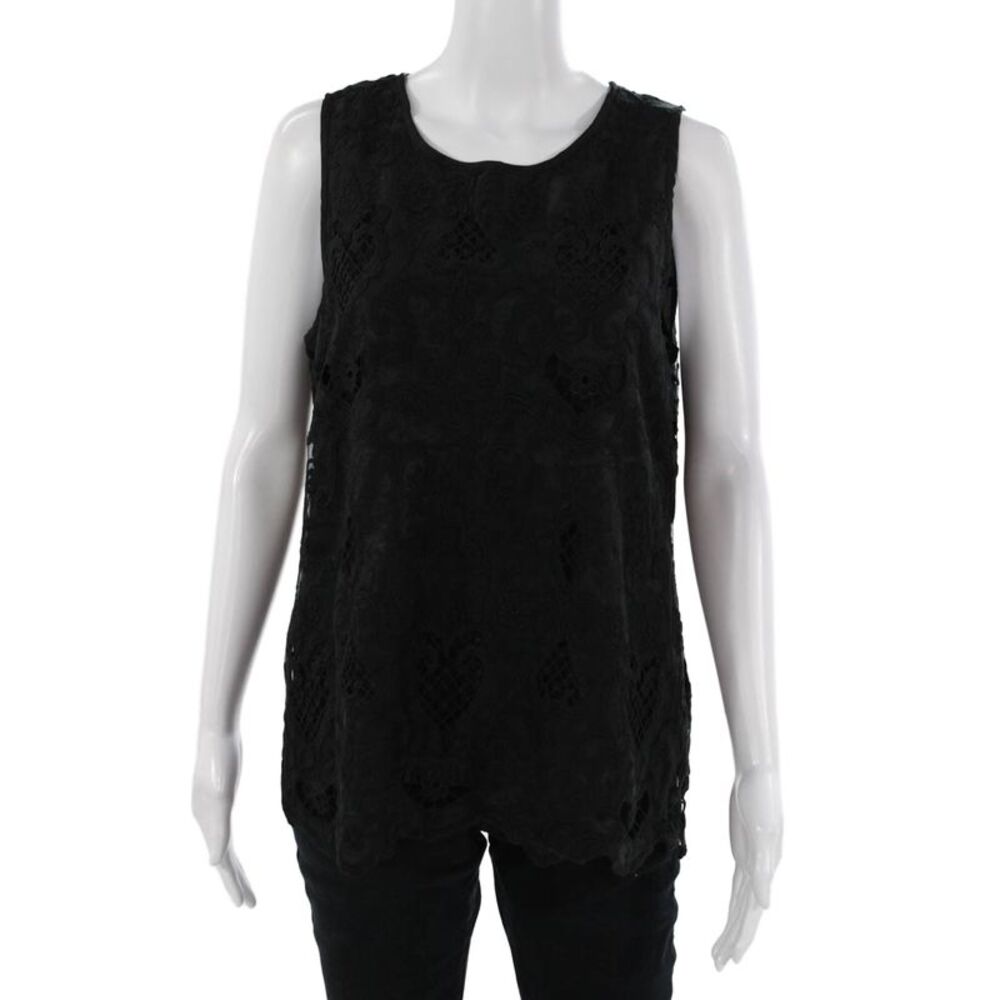 Darling Women Black Sleeveless Round Neck Tank Top Heart Polyester Size 12